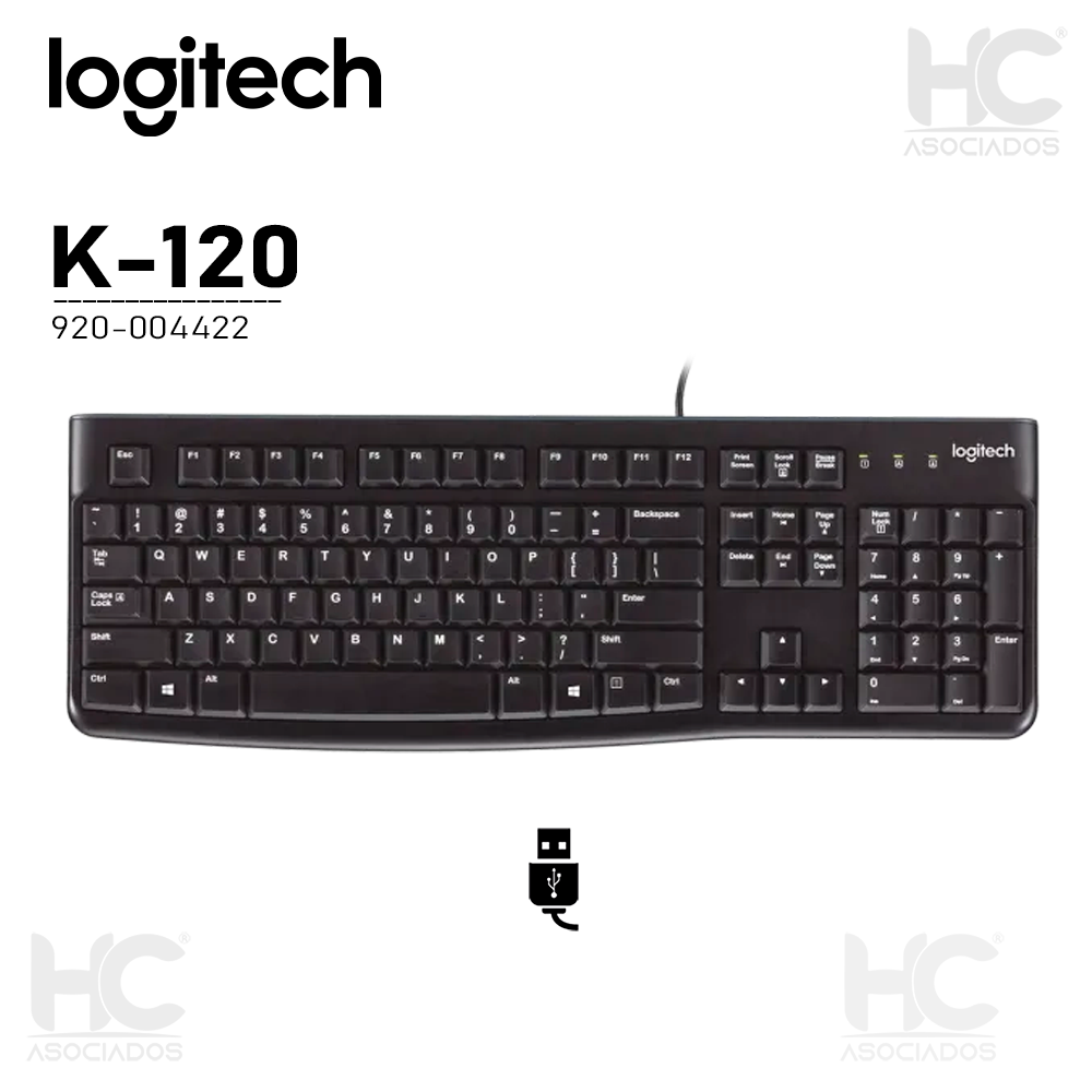 TECLADO LOGITECH K120 (920-004422) ESTANDAR CONECTOR USB