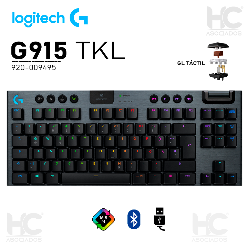 Set Completo Di Copritasti Per Logitech G813/G815/G913/G915 TKL RGB, Layout Americano, 109 Tasti In ABS Doppio