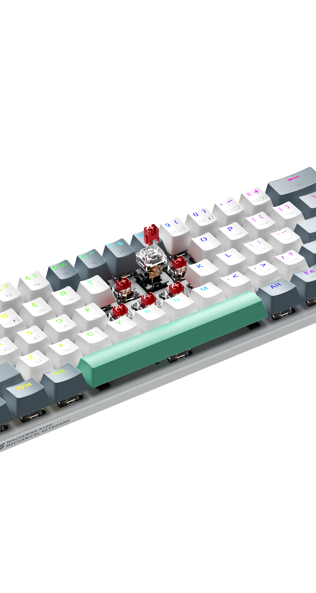 Teclado machenike k500 b61w wireless bt switch brown rgb
